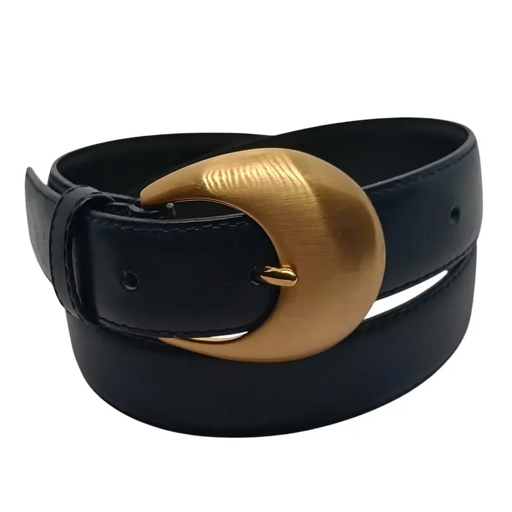 Jennifer Moore Women's Blue Leather Belt Size S Classic Casual Waist Accent